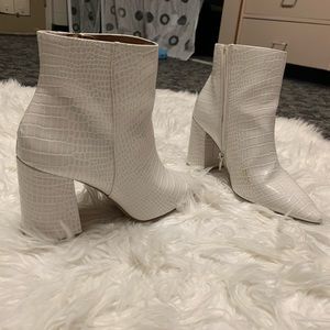 Express White Faux Leather Booties